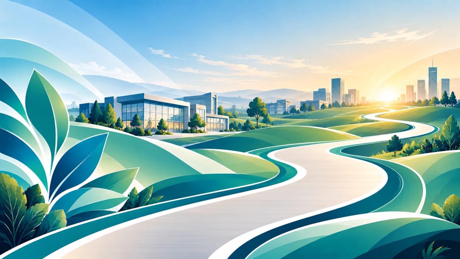 Un chemin dans un paysage au lever du soleil, symbole du parcours professionnel